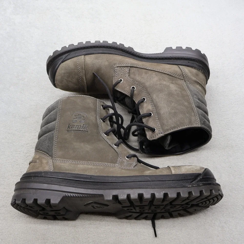 Kamik Mens 12 Work Boots Brown Griffon Insulated 3MLeather Rugged Outdoor Winter